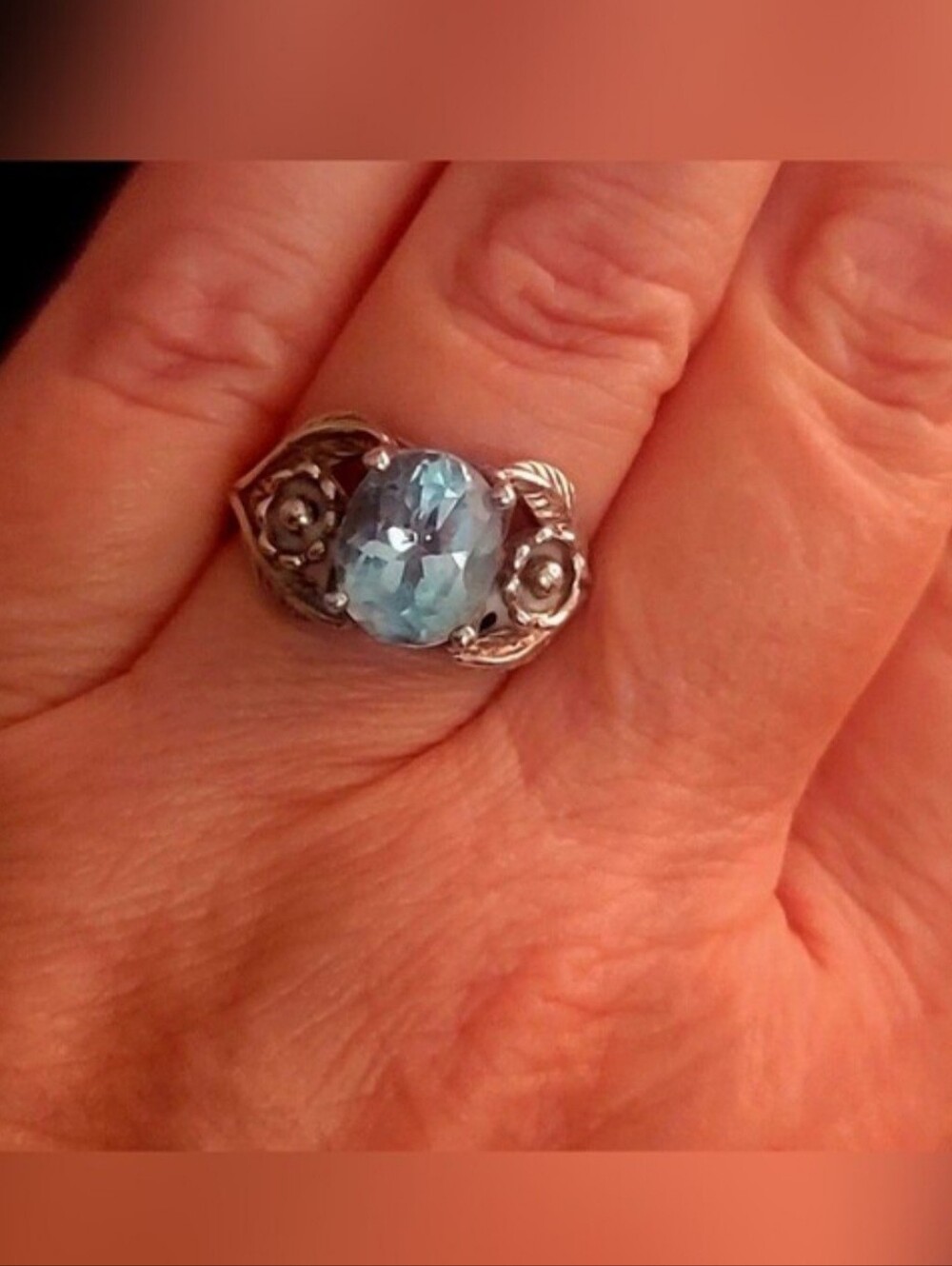 925 Sterling Silver KABANA Statement Ring 2.5 Carat Blue Topaz Sz 6.5